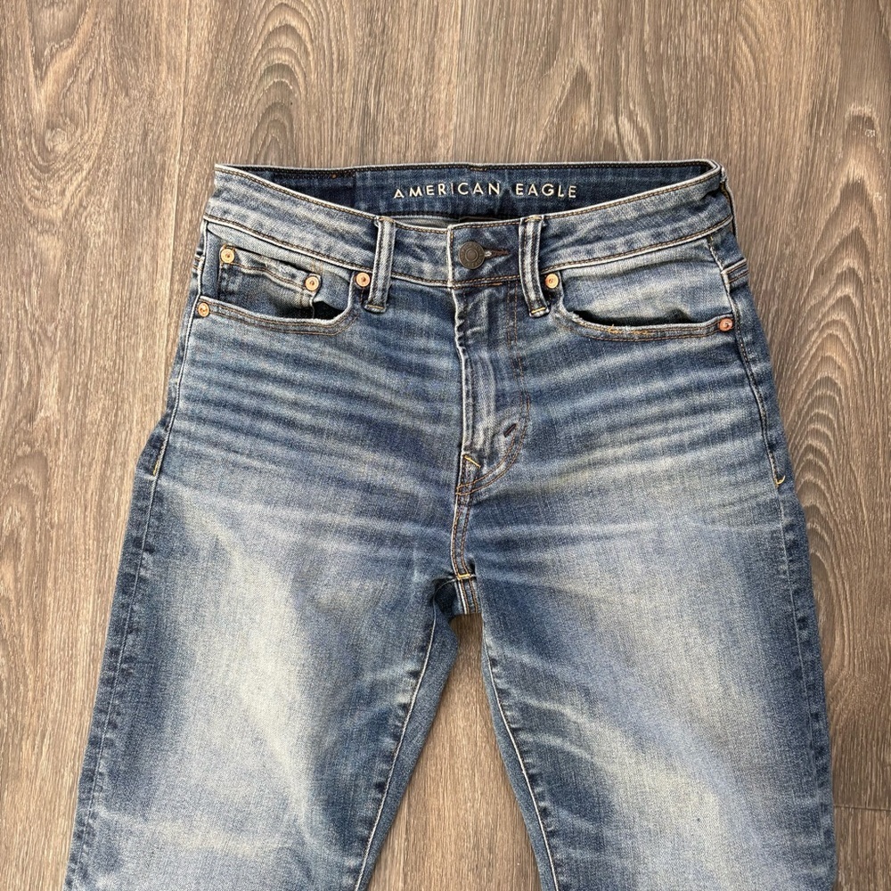 American Eagle Jeans Mens 28x30 Loose Relaxed Baggy Denim Dark Cotton Street - Picture 3 of 5